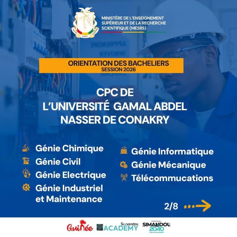 MESRS 🇬🇳 || ORIENTATION DES BACHELIERS SESSION 2026 : QUELLES INGENIERIES APRES LE CPC ?
