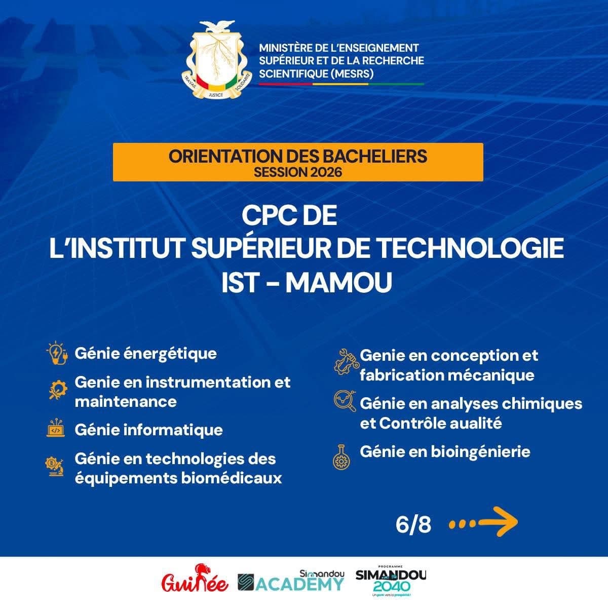MESRS 🇬🇳 || ORIENTATION DES BACHELIERS SESSION 2026 : QUELLES INGENIERIES APRES LE CPC ?